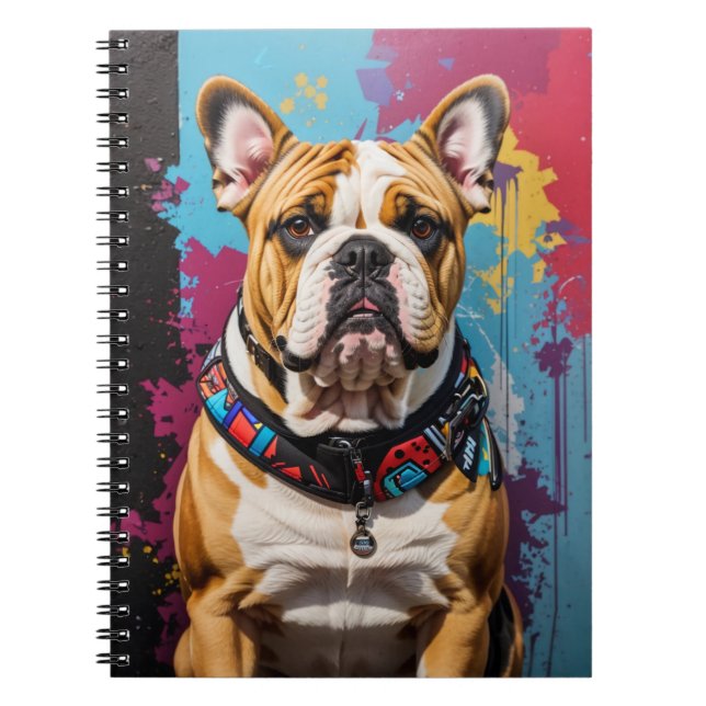 Caderno Espiral Fundo Grunge do Bulldog Edgy (Frente)