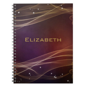 Caderno Espiral Fundo marrom extravagante com acentos Dourados