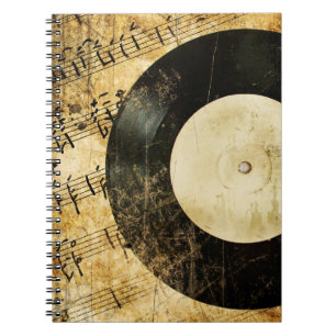 Caderno Espiral fundo musical de vintage
