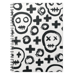 Caderno Espiral Fundo perfeito do crânio. Condecoração superficial