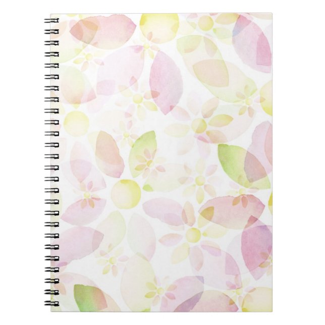 Caderno Espiral Fundo projetado da flor da aguarela, textura (Frente)