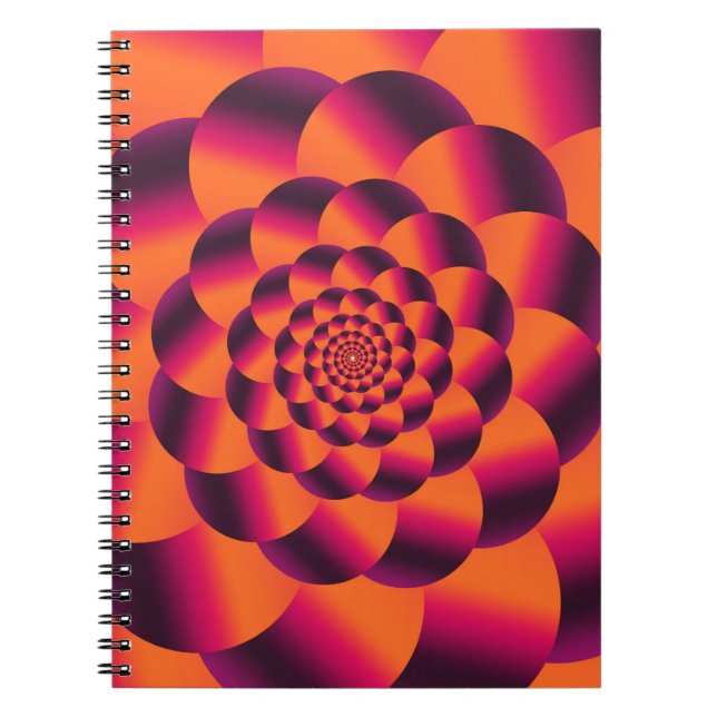 Caderno Espiral Fundo psicodélico multicolorido, vórtice funda (Frente)