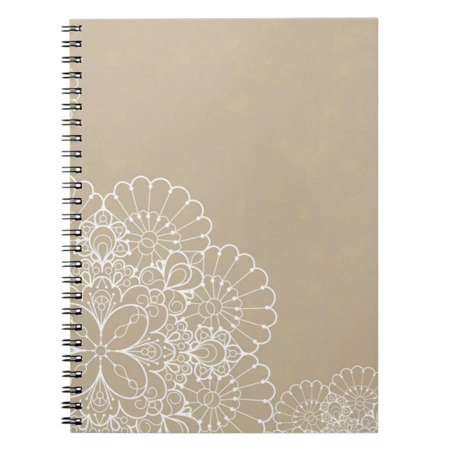 Caderno Espiral Fundo retro com ornamento do laço (Frente)