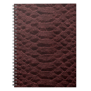 Caderno Espiral fundo - textura castanha de couro réptil - Croco