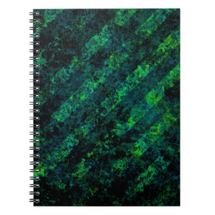 Caderno Espiral Fundo verde-preto-azul com borrão, verde, com borr