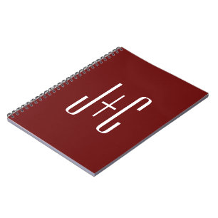 Caderno Espiral Fundo vermelho Borgonha editável e texto branco