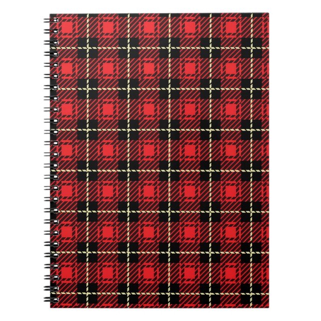 Caderno Espiral Fundo vermelho da xadrez (Frente)