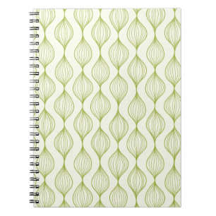 Caderno Espiral Fundo vertical verde do teste padrão do ogee
