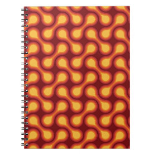 Caderno Espiral Funky 1970s Círculo Gráfico Metaball Barbell Reds