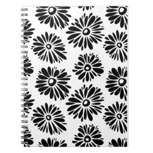 Caderno Espiral Funky Black e white floral