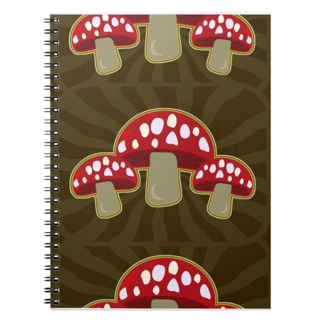 Caderno Espiral Funky Fungi Mushroom Pattern (Frente)