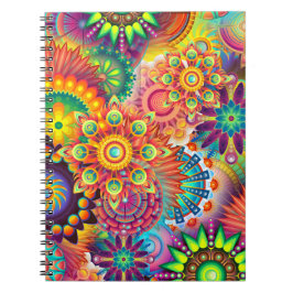 Caderno Espiral Funky Retro Pattern Abstrato Bohemian