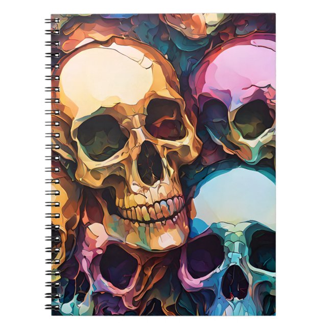 Caderno Espiral Funky Skulls (Frente)