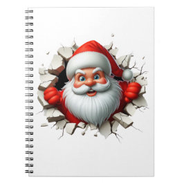 Caderno Espiral Funny 3D Santa Claus Christmas Holiday Design
