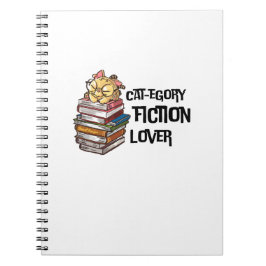 Caderno Espiral Funny Book Cat Lover Quote Cat-egory Fiction Lover