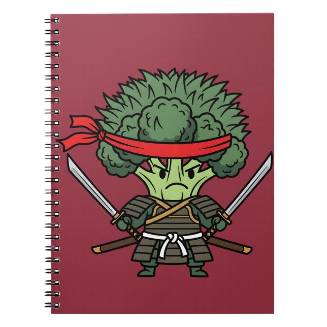 Caderno Espiral Funny Broccoli Samurai Warrior Japanese Art Illust (Frente)