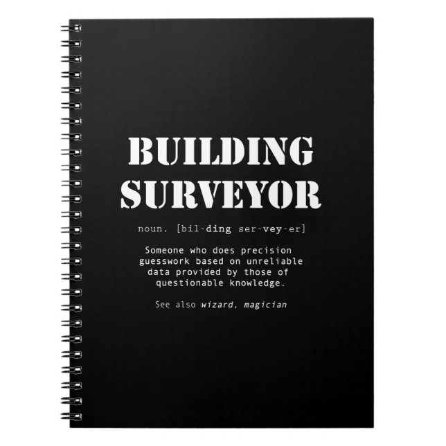 Caderno Espiral Funny Building Surveyor Dictionary Gift (Frente)