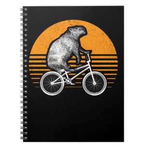 Caderno Espiral Funny Capybara Riding Bike Retro Capibara Biciclet