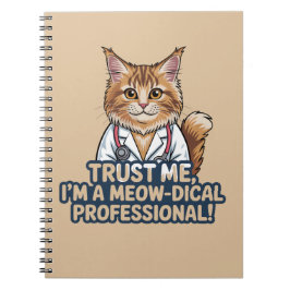Caderno Espiral Funny Cat Doctor Animal Humor Illustration
