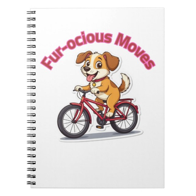 Caderno Espiral **Funny Cycling Dog – Cute Dog Riding a Bicycle Il (Frente)