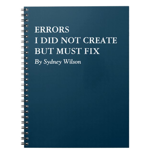 Caderno Espiral Funny Error Fixing Personalized Work (Frente)