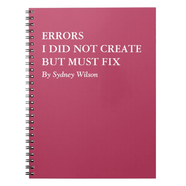 Caderno Espiral Funny Error Fixing Personalized Work (Frente)