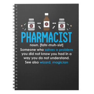 Caderno Espiral Funny Farmacêutica Definition Pharmacy Empregado