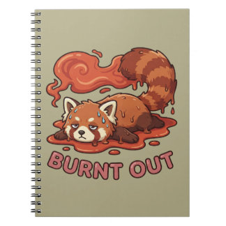 Caderno Espiral Funny Melting Red Panda Burnt Out Sticker | Cute 