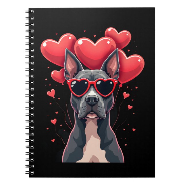 Caderno Espiral Funny Pitbull Heart Valentines Day Dog Dad Mom Gif (Frente)