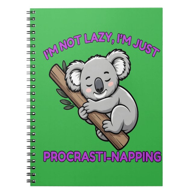 Caderno Espiral Funny Procrastination Koala para (Frente)