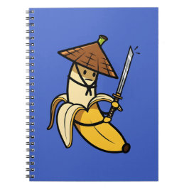 Caderno Espiral Funny Samurai Banana Ronin Cartoon Illustration