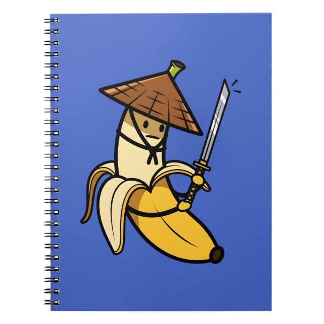 Caderno Espiral Funny Samurai Banana Ronin Cartoon Illustration (Frente)