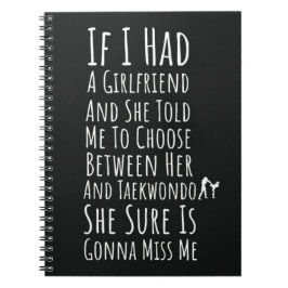 Caderno Espiral Funny Taekwondo Gifts For Him Martial Arts Men Boy