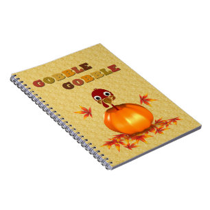 Caderno Espiral Funny Thanksgiving Turkey in Pumpkin