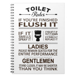 Caderno Espiral Funny Toilet Rules Bathroom Humor