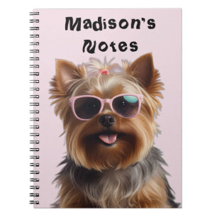 Caderno Espiral Funny Yorkshire Terrier com óculos escuros