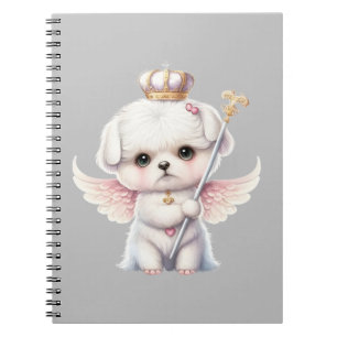 Caderno Espiral Furry Joy: Angel Wing Maltês Cachorro Puppy Gift