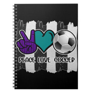 Caderno Espiral Futebol de amor à paz em branco e preto