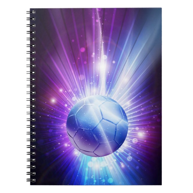 Caderno Espiral Futebol de bola de futebol brilhando (Frente)