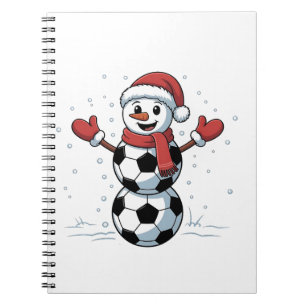 Caderno Espiral Futebol de Boneco de Neve Natal Papai Noel Beisebo