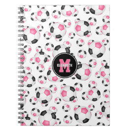 Caderno Espiral futebol de padrão-esporte preto-rosa