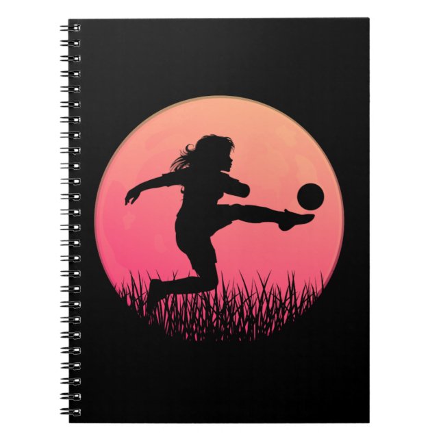 Caderno Espiral futebol moça silhueta lindo sol (Frente)