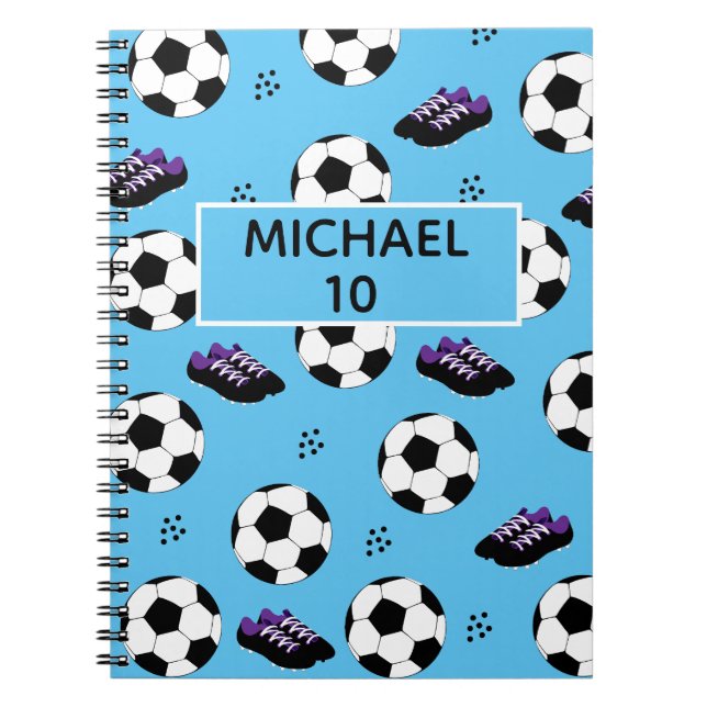 Caderno Espiral Futebol Personalizado Nome e Número azul (Frente)