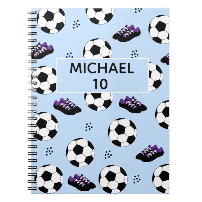 Caderno Espiral Futebol Personalizado Nome e Número azul (Frente)