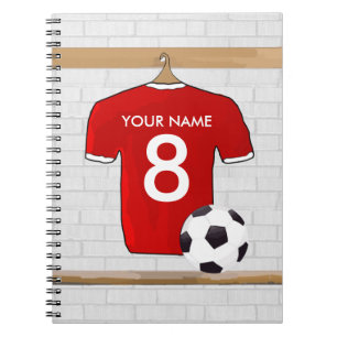 Caderno Espiral Futebol Red e White Personalizado Jersey