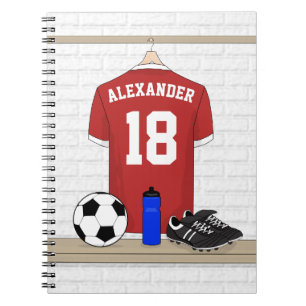 Caderno Espiral Futebol Red e White Personalizado Jersey