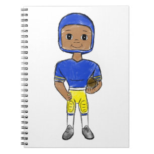 Caderno Espiral futebolista retrô vintage azul amarelo simples