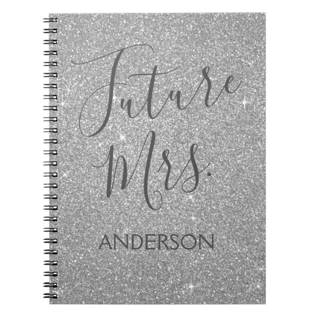 Caderno Espiral Futura Sra. Luxury Silver Sparkle Glitter (Frente)
