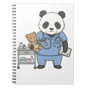 Caderno Espiral Futuro Enfermeiro Panda: Adorável Estudante de Med