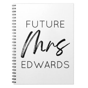 Caderno Espiral Futuro, Sra. Sobrenome Personalizada Noiva Para Se